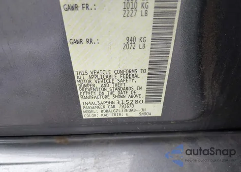 2017 Nissan Altima 2.5 S from USA, damaged, VIN 1N4AL3AP9HN315280